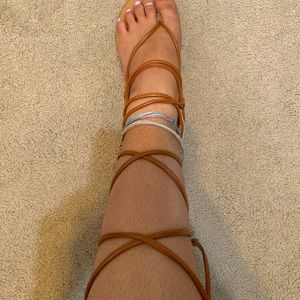Brown lace up sandals